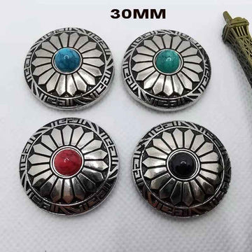 30mm Vintage Alloy Turquoise Chrysanthemum DIY Wallet Button 20 Pack