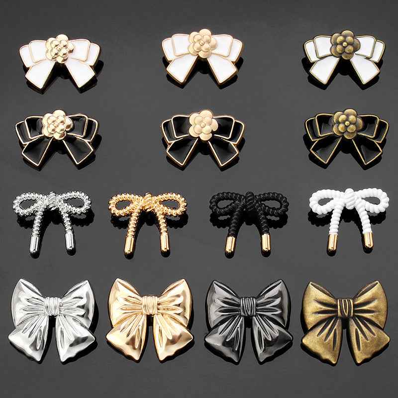 18pcs  Bow Tie Elegant Metal Buttons for Women's Blouses Cardigans