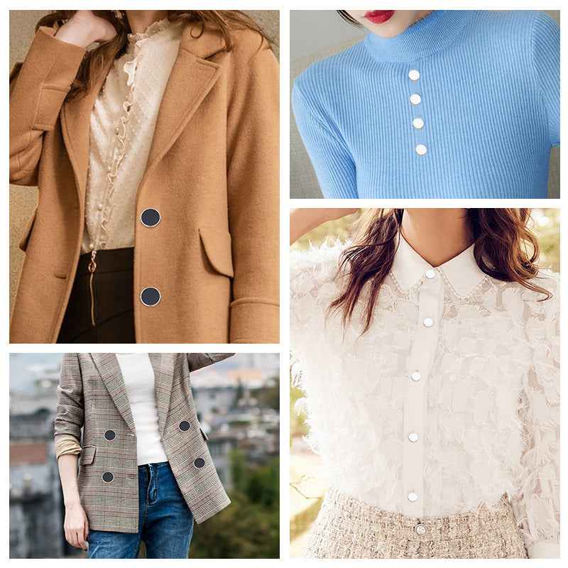 Round Alloy Shank Buttons White Black for Cashmere Coat Shirts 36 Pack