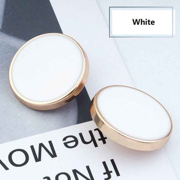 Round Alloy Shank Buttons White Black for Cashmere Coat Shirts 36 Pack