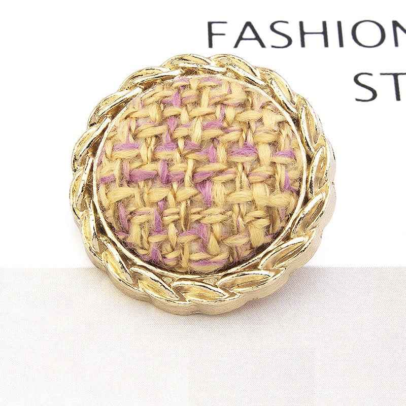 18/21/25mm Waved Edge Woven Fabric-Covered Textured Metal Buttons 18pcs