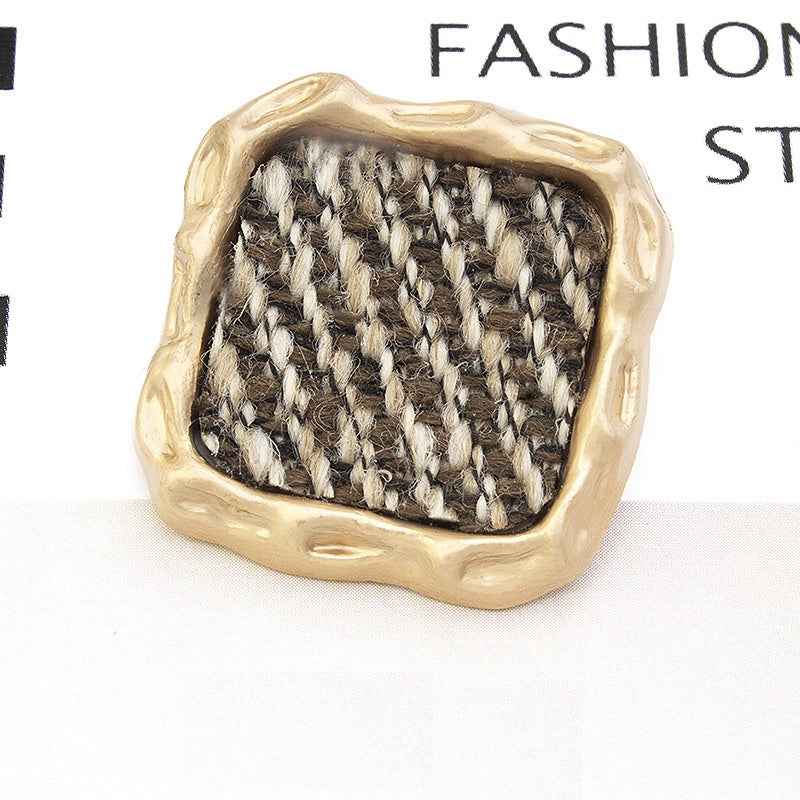21/25mm Square Woven Textured Fabric-Covered Metal Buttons 20pcs