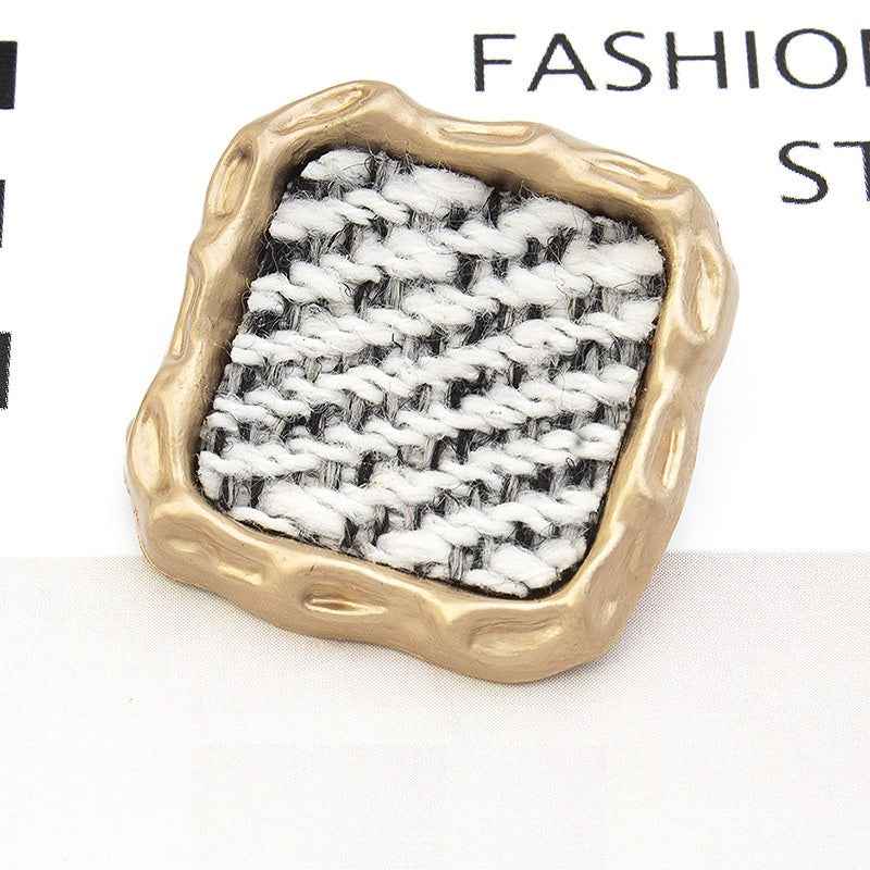 21/25mm Square Woven Textured Fabric-Covered Metal Buttons 20pcs