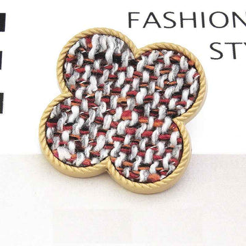 25mm Floral Fabric-Covered Textured Metal Shank Buttons 12pcs
