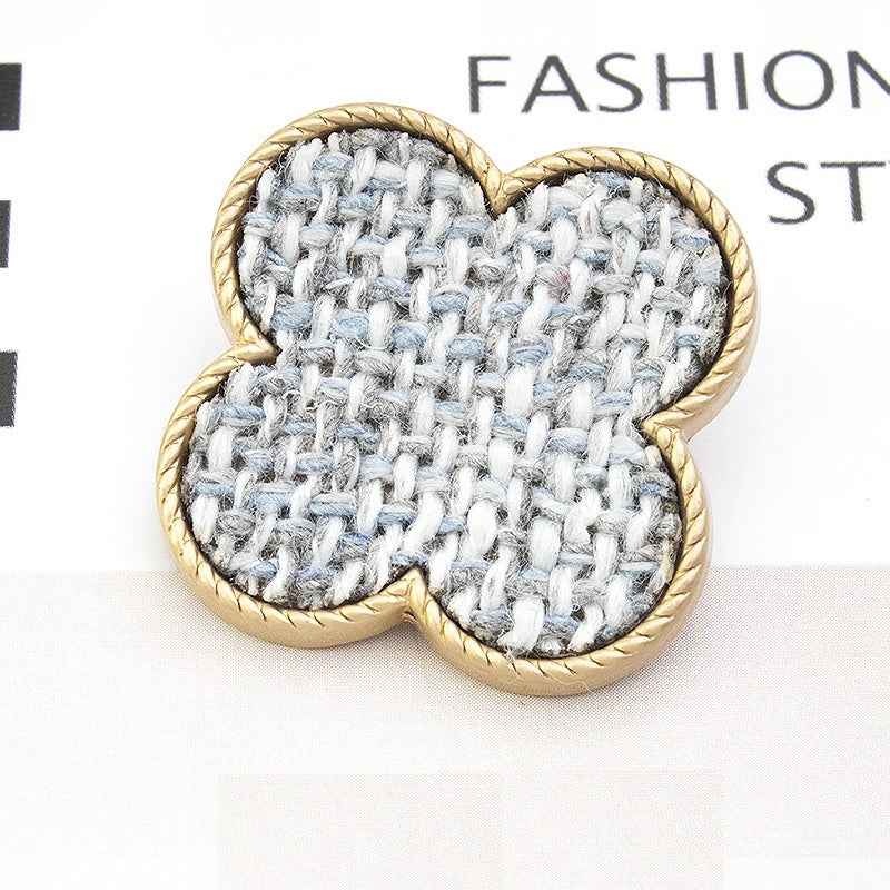 25mm Floral Fabric-Covered Textured Metal Shank Buttons 12pcs