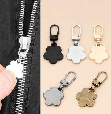 38mm x 17mm Detachable Flower Charm Metal Zipper Pulls Sliders 15pcs