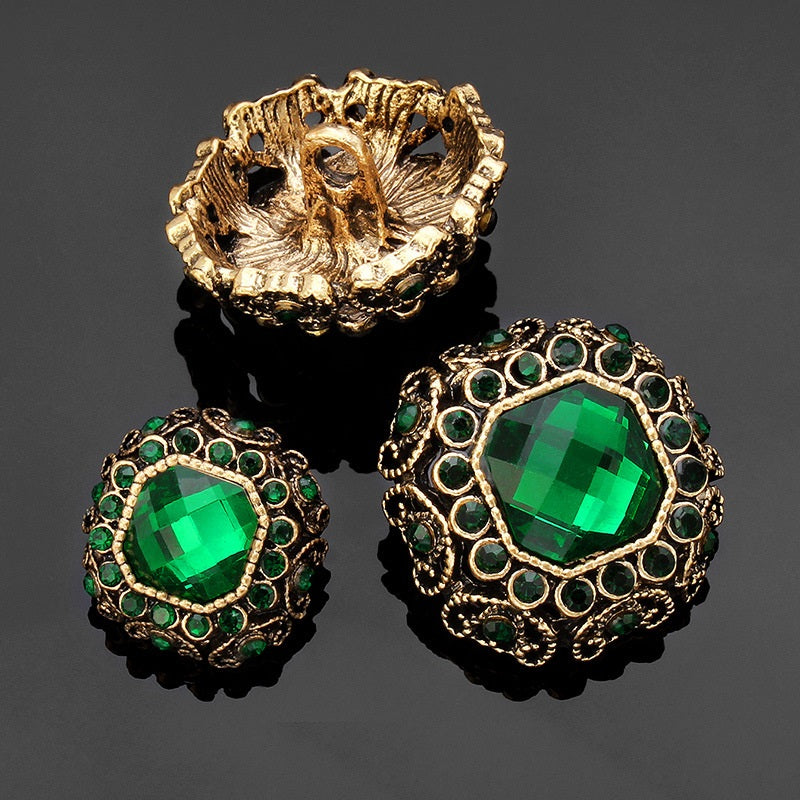 17mm/23mm čtvercové kovové knoflíky s kamínky na kabát 6 kusů