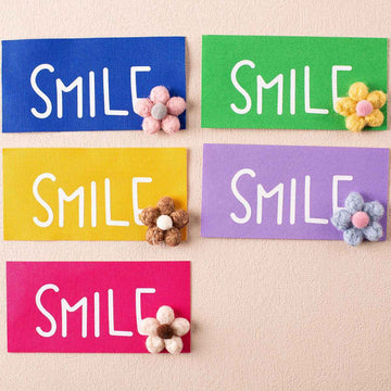 13cm Colorful 'SMILE' Flower Embellished Fabric Badge for Apparel Hats 10PCS - Lots of Buttons