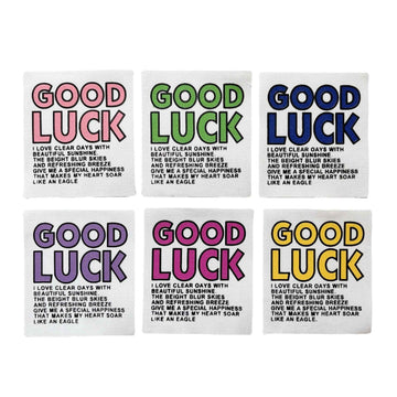 6-Color 'GOOD LUCK' Fabric Patches - 8x7cm 12 Pack - Lots of Buttons