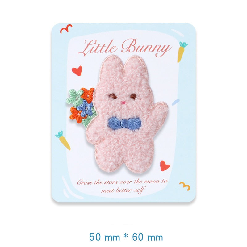 Patch-uri brodate cu iepuraș pluș autoadeziv, set de 5 bucăți