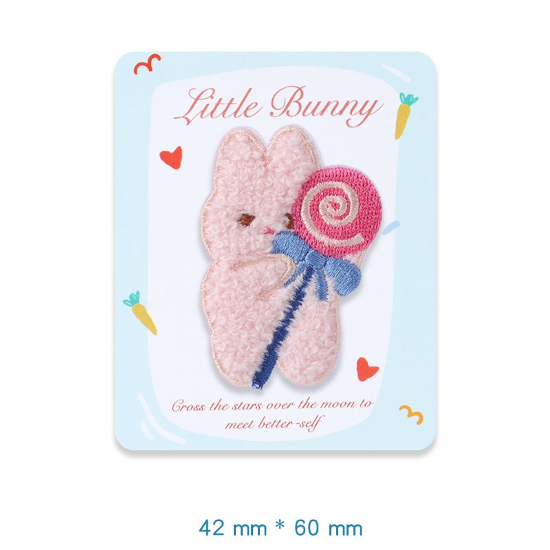 Patch-uri brodate cu iepuraș pluș autoadeziv, set de 5 bucăți