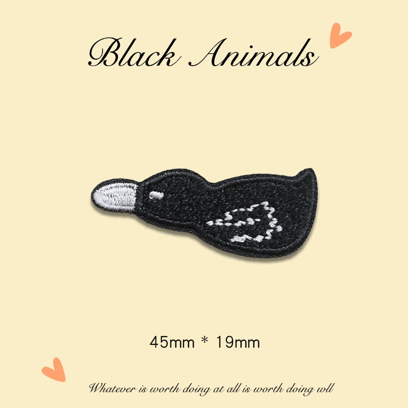 Patch-uri brodate cu animale negre autoadezive 9 bucăți