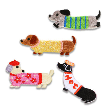 Dachshund Lång Lång Hund Självhäftande Broderade Märken 4st