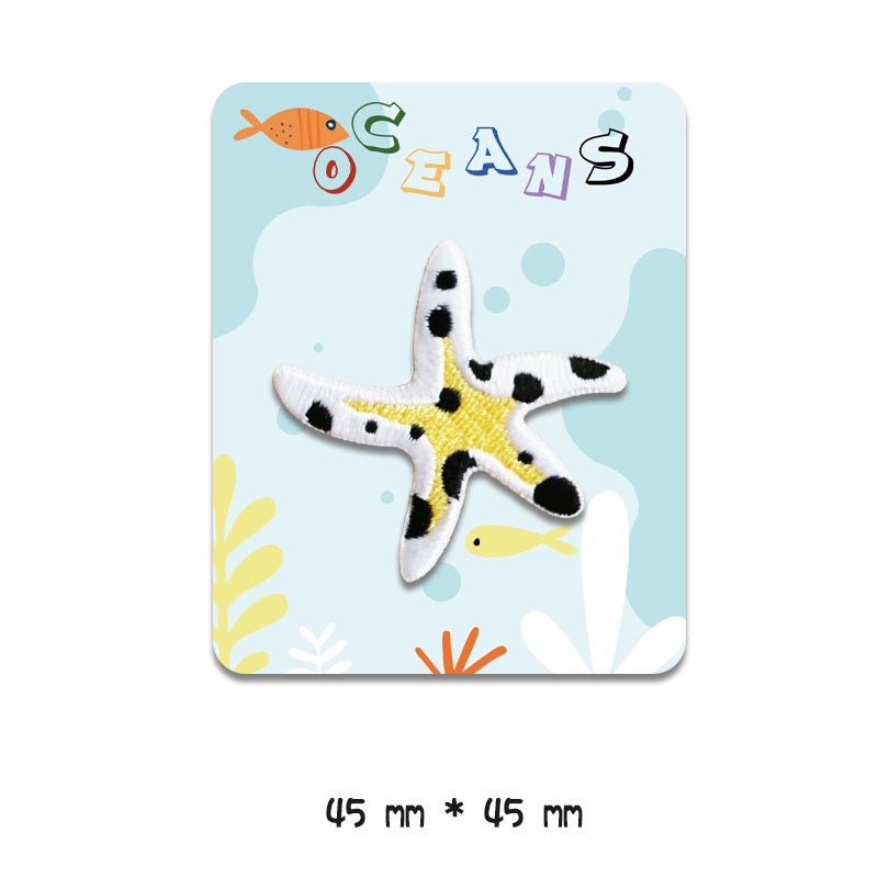 Set de 8 bucăți de patch-uri brodate autoadezive cu animale marine oceanice