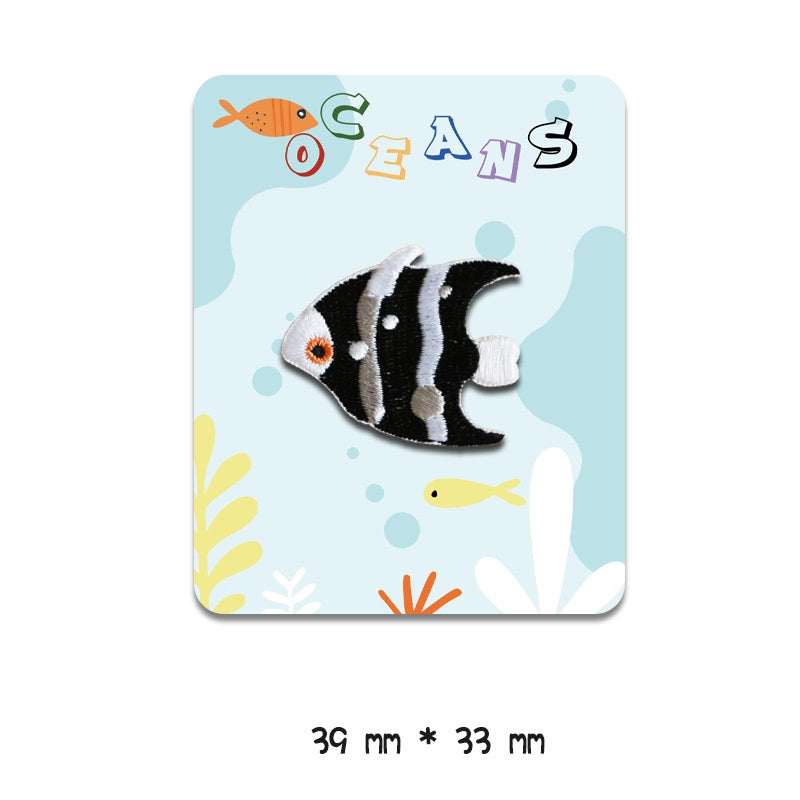 Set de 8 bucăți de patch-uri brodate autoadezive cu animale marine oceanice