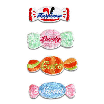 55mm Candy Självhäftande Broderade Märken 8 Pack (4 Färger)