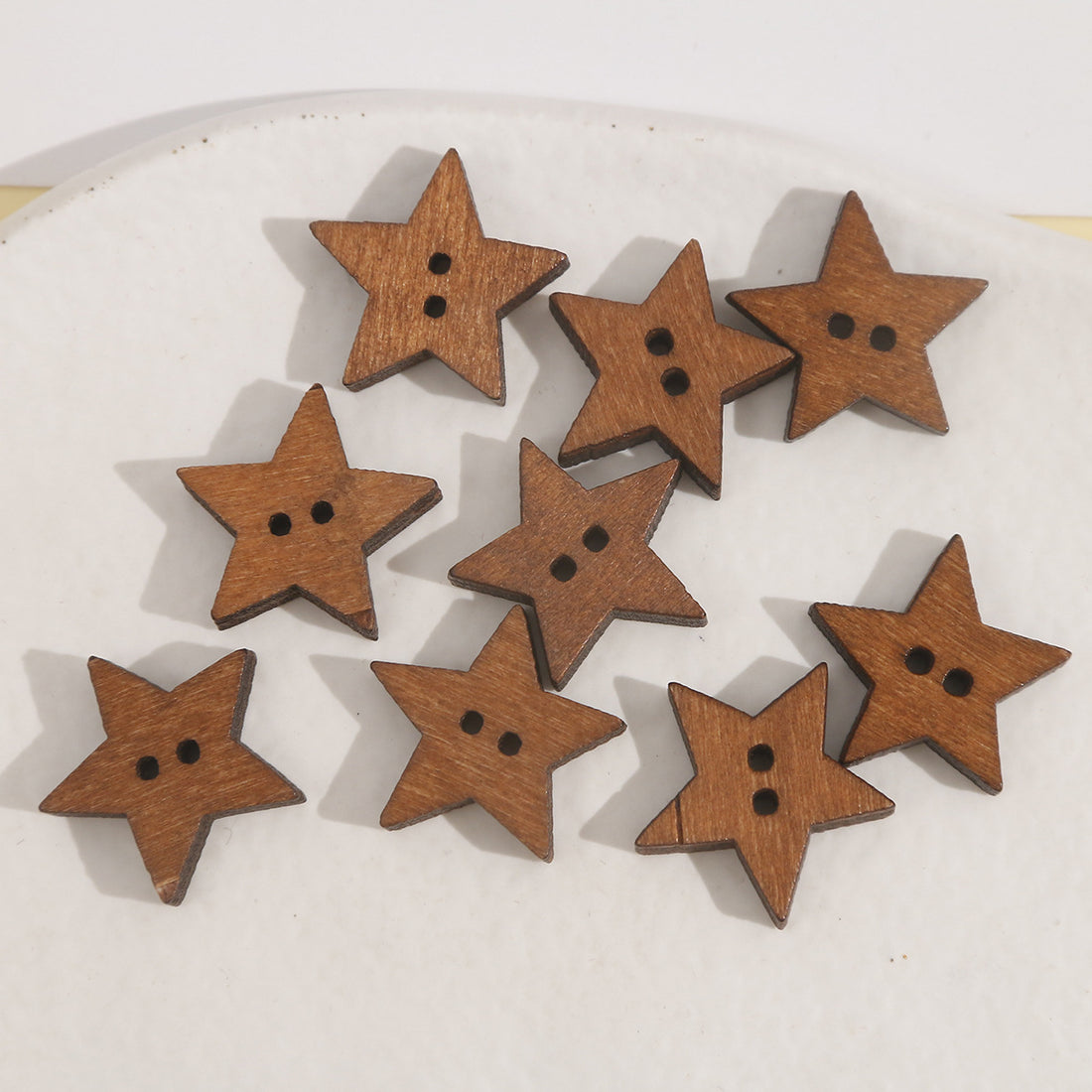 Creative Wooden Brown Star and Small Bone Two-Hole Buttons 40pcs