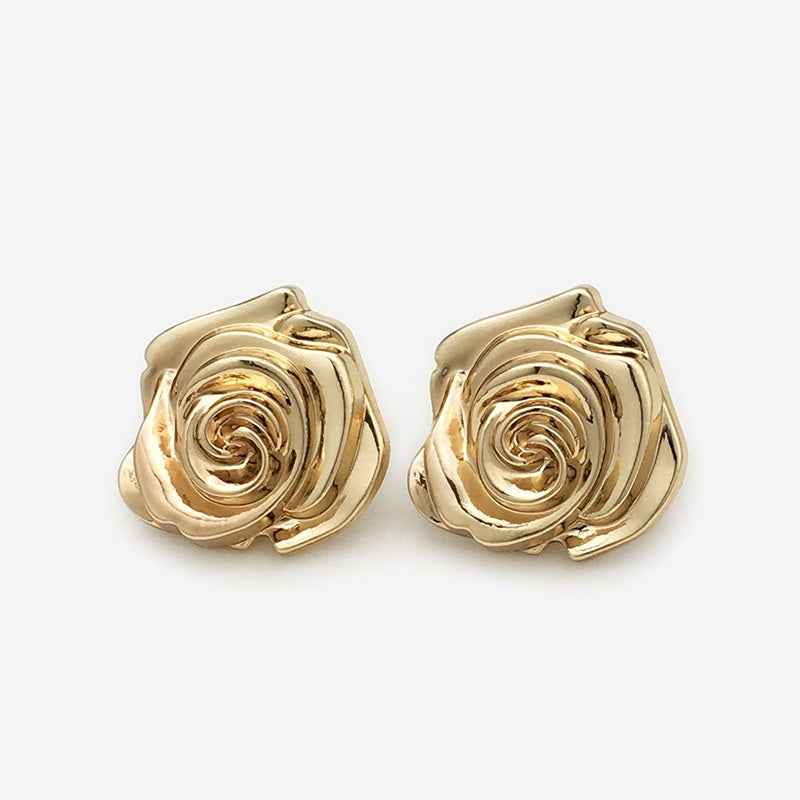 15mm/17.5mm/20mm/22.5mm Gold/Silver 3D Rose Flower Metal Buttons 20pcs