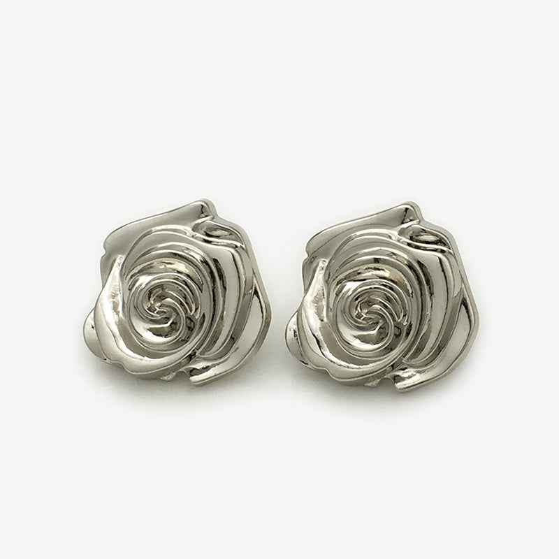 15mm/17.5mm/20mm/22.5mm Gold/Silver 3D Rose Flower Metal Buttons 20pcs