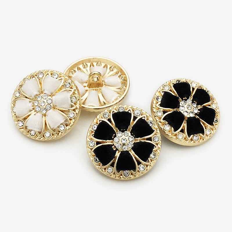 Gold Floral Diamond Metal Buttons with Hand-Knotted Cords 20pcs