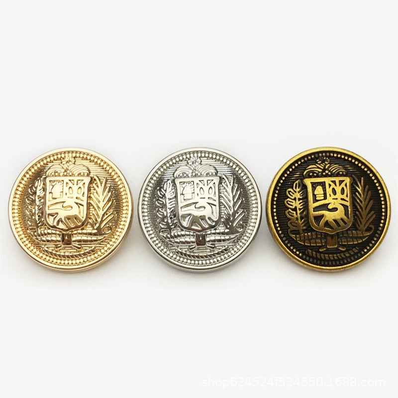 Gold/Silver/Bronze Round Metal Buttons Vintage Knight Shield 50-Pack