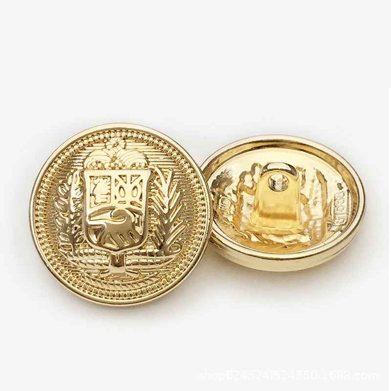 Gold/Silver/Bronze Round Metal Buttons Vintage Knight Shield 50-Pack