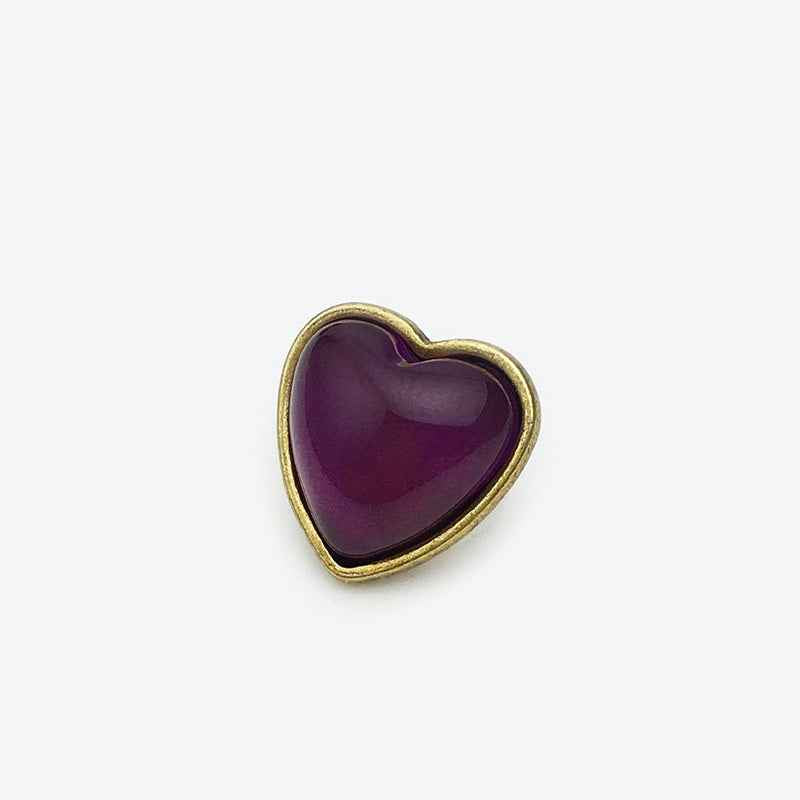 15mm Vintage Red/Purple/Green/Blue/Yellow Metal Heart Buttons 20pcs