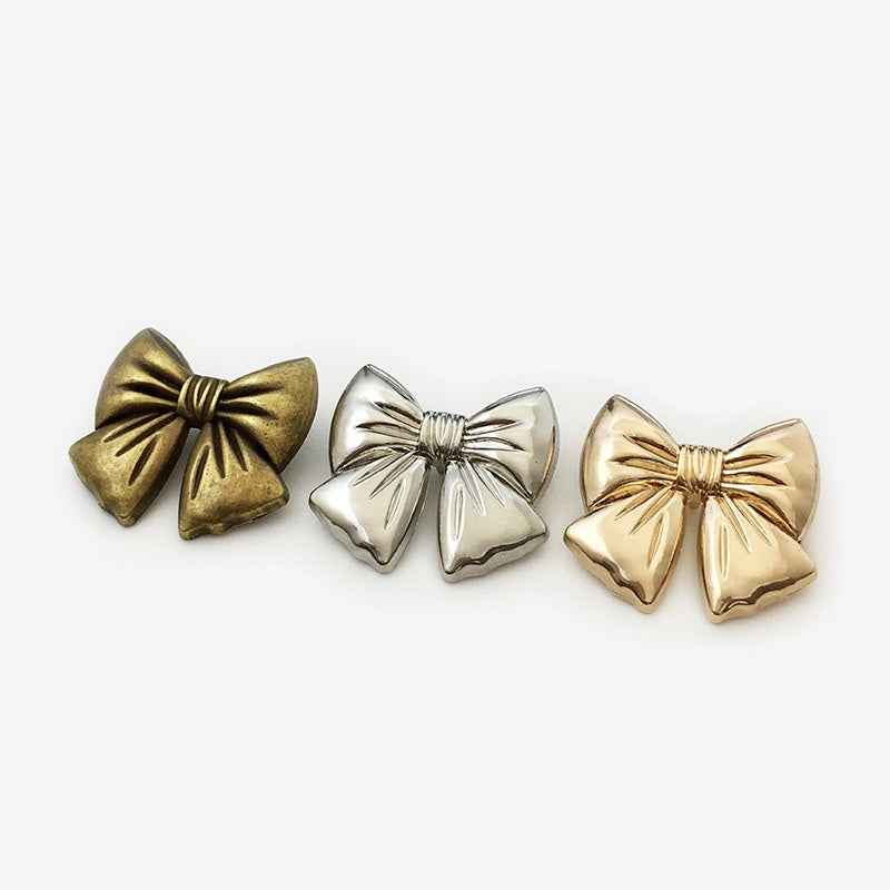 Vintage Gold/Silver/Bronze 3D Bow Buttons for Women's Dresses,30-Pack
