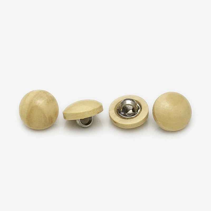 11mm Wooden Mushroom Round Buttons with Metal Shanks 50PCS