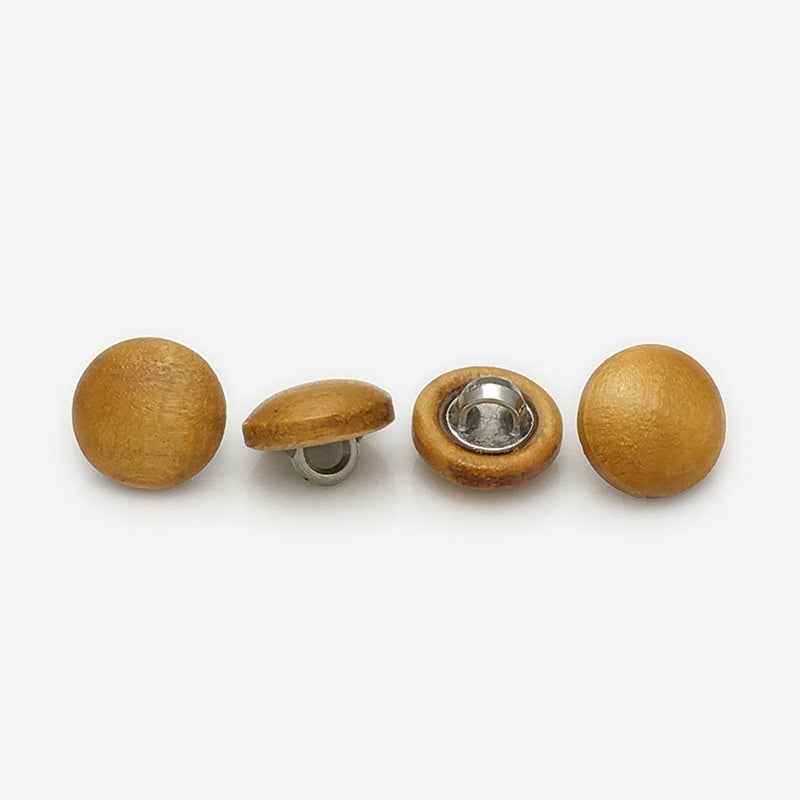 11mm Wooden Mushroom Round Buttons with Metal Shanks 50PCS