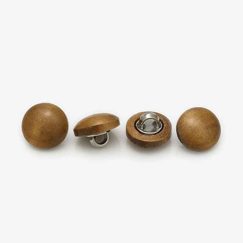 11mm Wooden Mushroom Round Buttons with Metal Shanks 50PCS