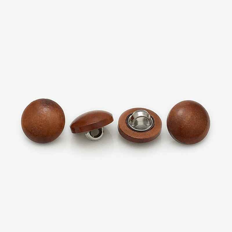 11mm Wooden Mushroom Round Buttons with Metal Shanks 50PCS
