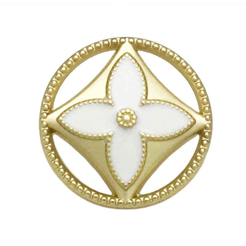 Gold Hollow Metal Shank Buttons with Four-Leaf Clover Buttons 20pcs
