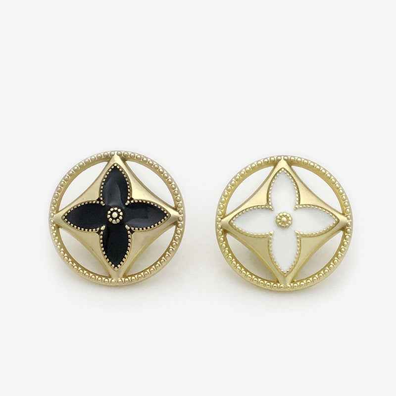 Gold Hollow Metal Shank Buttons with Four-Leaf Clover Buttons 20pcs