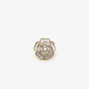 15mm White/Black/Red 3D Rose Flower Metal Shank Button with Pearl 20pcs