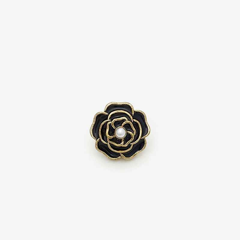 15mm White/Black/Red 3D Rose Flower Metal Shank Button with Pearl 20pcs