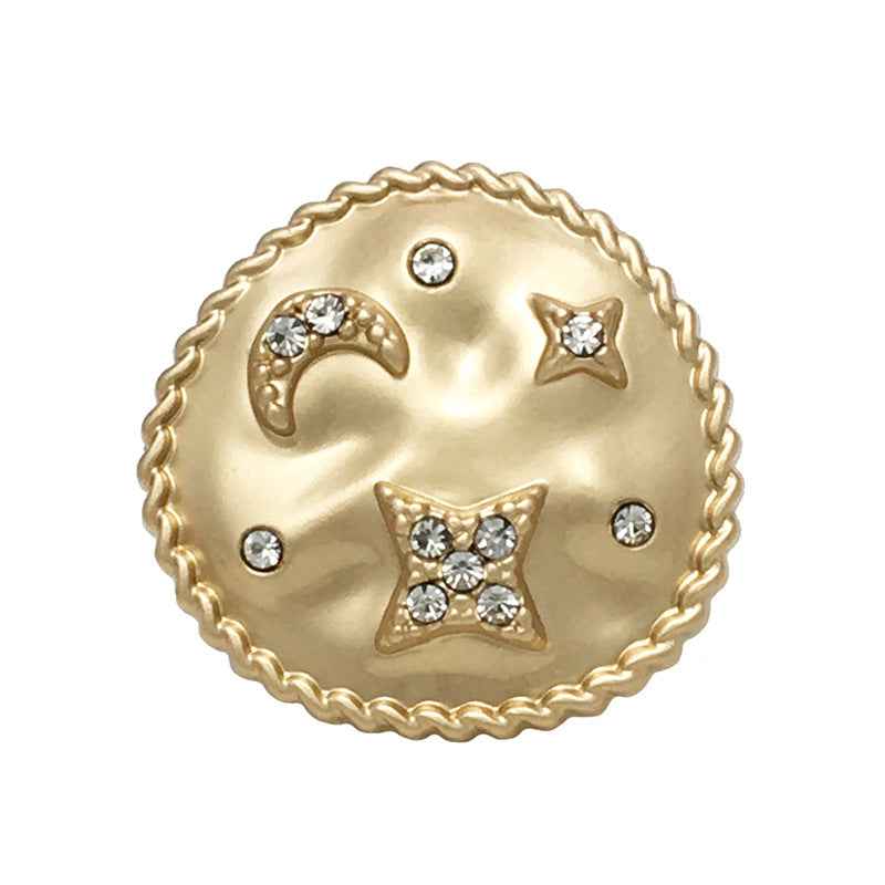Frosted Gold Luxury Star Moon Rhinestone Metal Shank Button 20pcs
