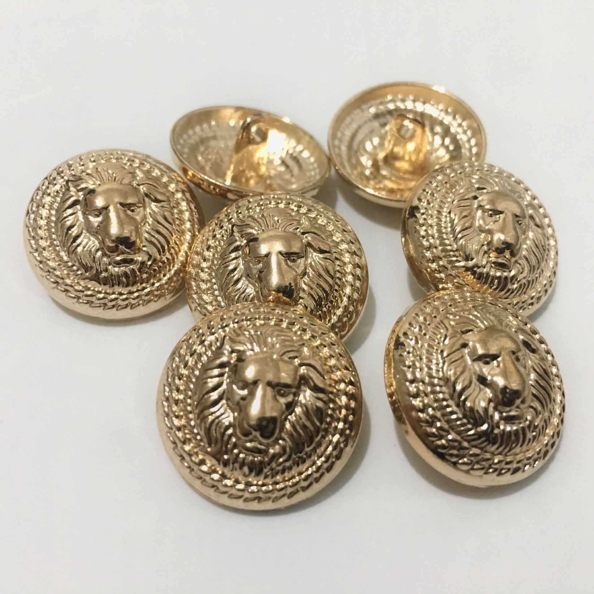 Gold & Silver-White Lion Head Metal Shank Buttons - 60-Piece