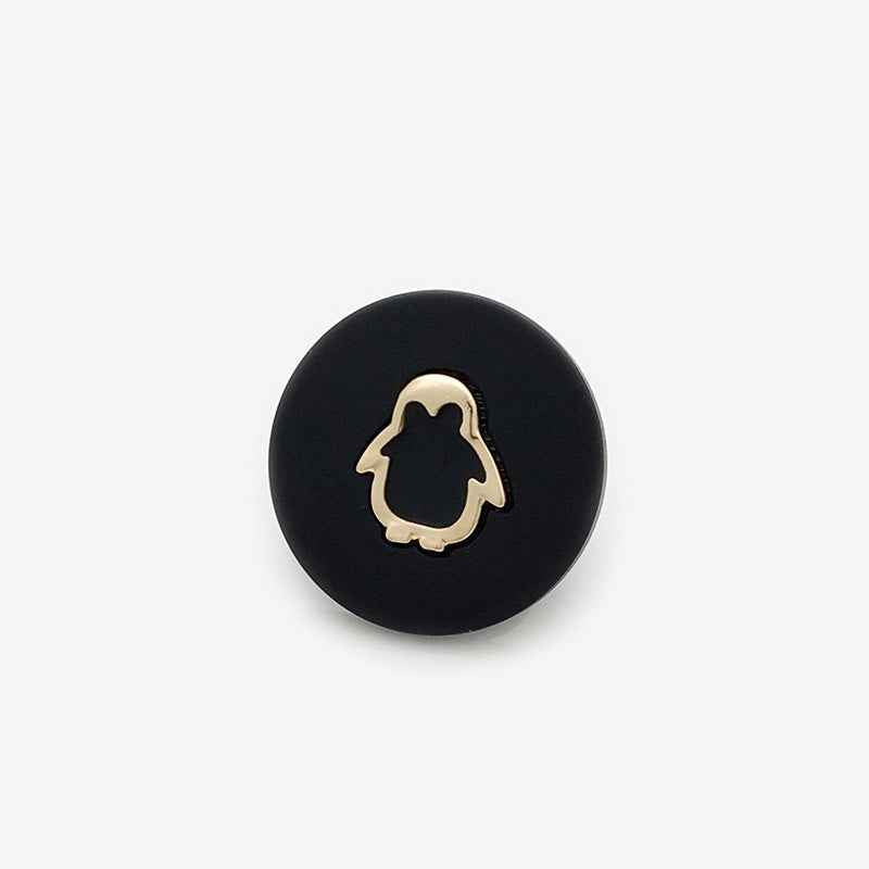 17.5mm/22.5mm/25mm Beige/Black Penguin Resin-Metal Shank Buttons 20pcs