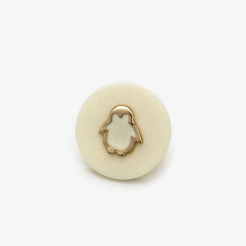 17.5mm/22.5mm/25mm Beige/Black Penguin Resin-Metal Shank Buttons 20pcs