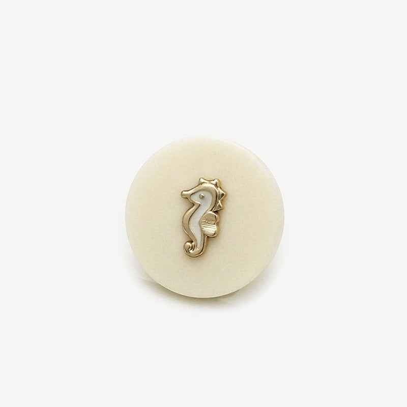 16mm/22.5mm/25mm Beige/Black Seahorse Resin-Metal Shank Buttons 20pcs