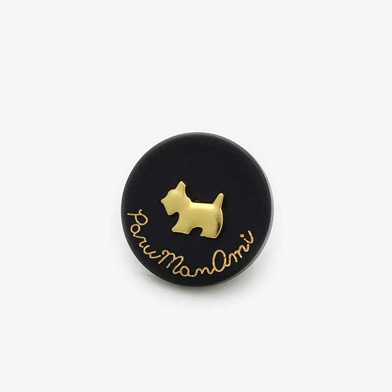 Beige/Black Puppy Resin-Metal Shank Buttons Dog-Themed 20pcs