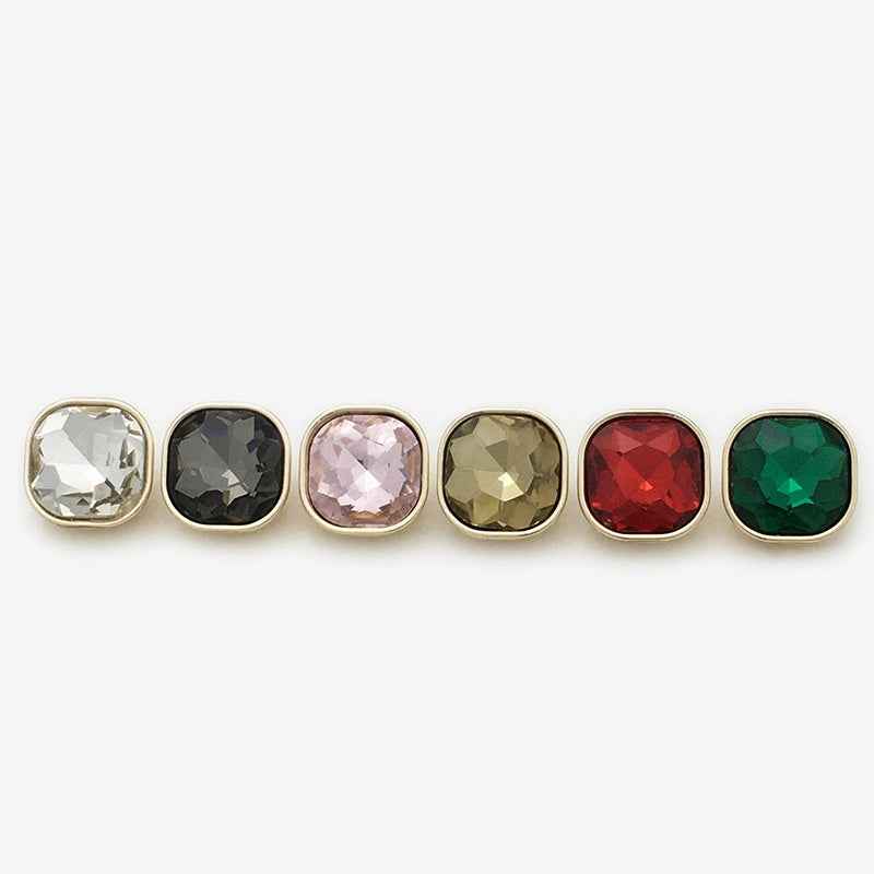 10mm/12mm Square Metal Rhinestone Decorative Small Buttons 20pcs