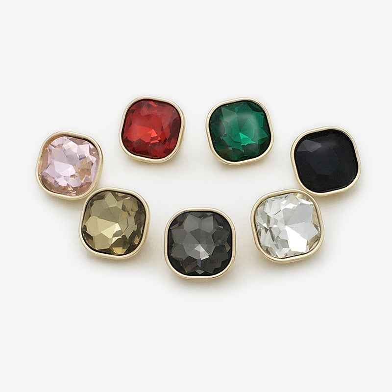 10mm/12mm Square Metal Rhinestone Decorative Small Buttons 20pcs