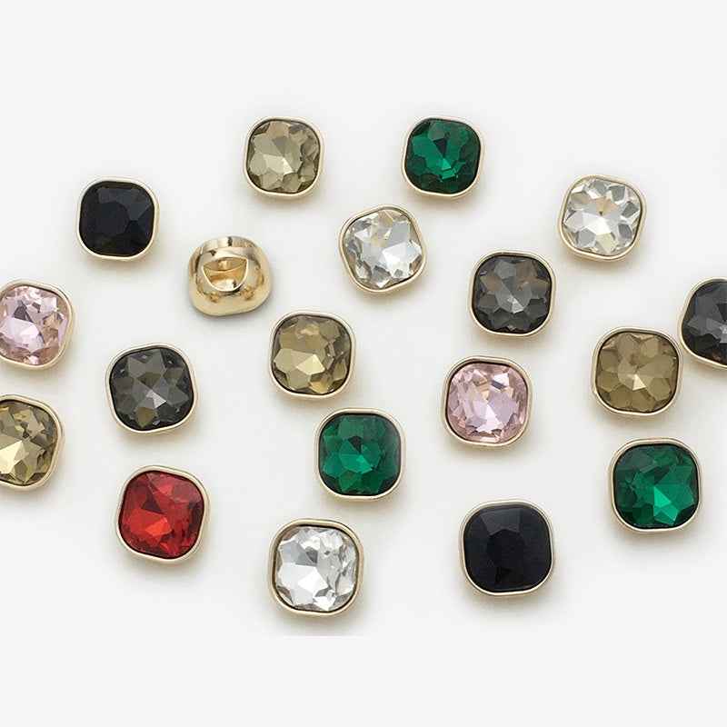 10mm/12mm Square Metal Rhinestone Decorative Small Buttons 20pcs