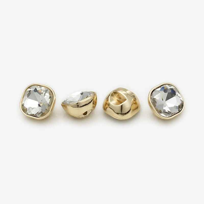 10mm/12mm Square Metal Rhinestone Decorative Small Buttons 20pcs