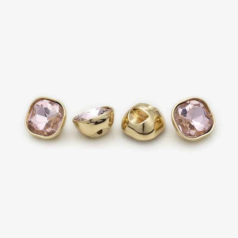 10mm/12mm Square Metal Rhinestone Decorative Small Buttons 20pcs