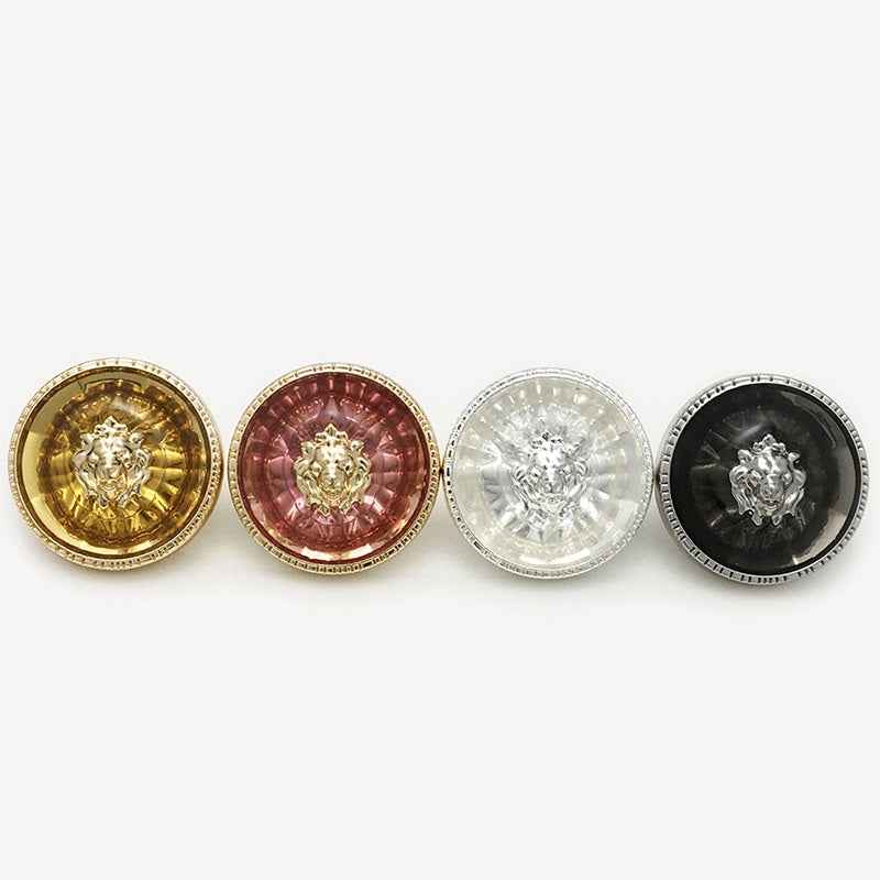 Gold/Silver Lion Head Round Metal Transparent Resin Shank Buttons 20PCS