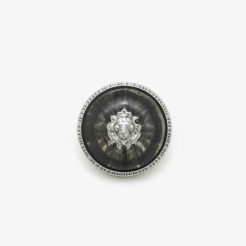 Gold/Silver Lion Head Round Metal Transparent Resin Shank Buttons 20PCS