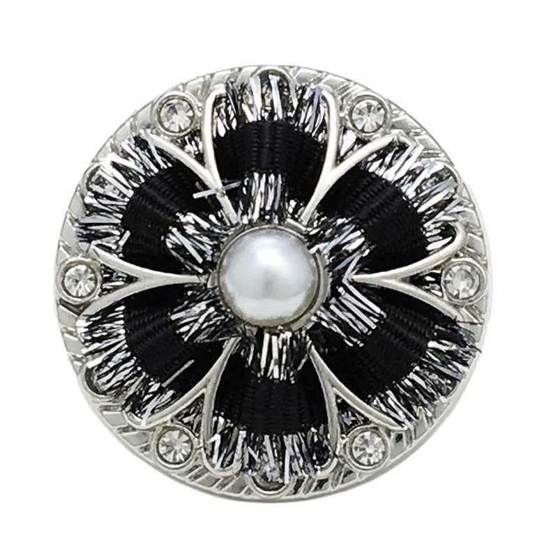 Hand-Knitted Floral Rope Pearl & Rhinestone Shank Buttons 20pcs
